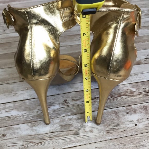 Gold Ankle Strap 4” Heels Size 10 - Picture 3 of 8